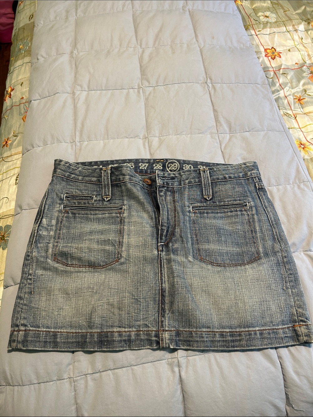 Earnest Sewn Light Wash Denim Mini Skirt